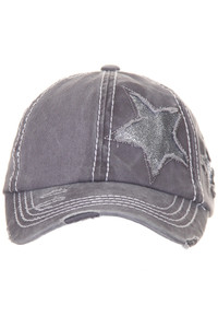 C.C Distressed Pony Cap with Glitter Star