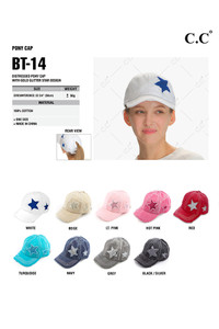 C.C Distressed Pony Cap with Glitter Star