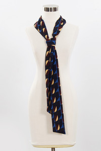 GEOMETRIC PATTERN SKINNY SCARF-SB-1663-NAVY