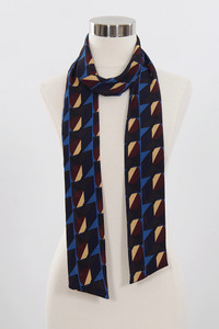 GEOMETRIC PATTERN SKINNY SCARF-SB-1663-NAVY