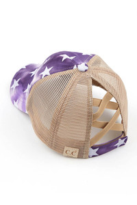C.C KIDS tie dye with star and criss-cross band American Flag pony cap