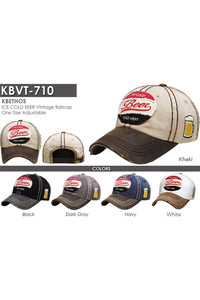 ICE COLD BEER VINTAGE BASEBALL CAP-KBVT-710