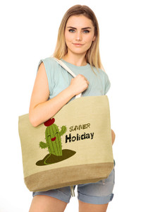 CACTUS BEACH BAG-MB0012-BEIGE