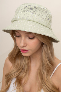 FLORAL LACE BUCKET HAT-BHU110027-MINT