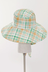 PLAID CHIN TIE BUCKET HAT-BHU110039-GREEN