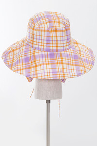 PLAID CHIN TIE BUCKET HAT-BHU110039-LAVENDER