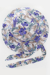 HIBISCUS CHIN TIE BUCKET HAT-BHU110038-BLUE