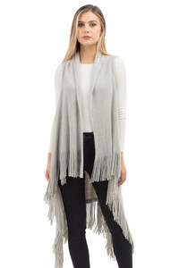 SOLID FRINGE KNIT VEST-MSV0006-GRAY