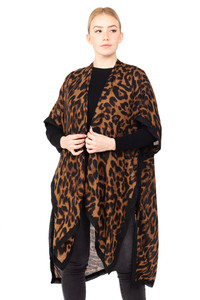 LEOPARD PRINT KIMONO-MS0071-BROWN