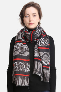 MIXED ANIMAL PATTERN OBLONG SCARF-JS1404-BLACK