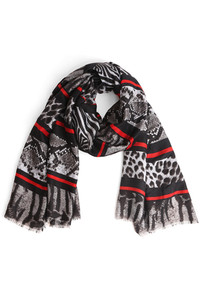 MIXED ANIMAL PATTERN OBLONG SCARF-JS1404-BLACK