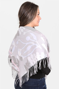 FLORAL PRINT KNIT BLANKET SCARVES-JS1372-GRAY