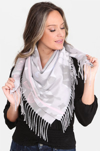 FLORAL PRINT KNIT BLANKET SCARVES-JS1372-GRAY