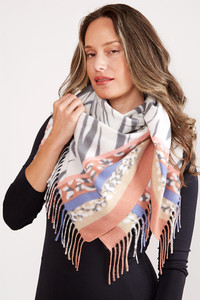 ANIMAL PRINT KNIT BLANKET SCARVES-JS1371-IVORY