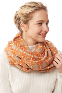 SUPER SOFT PLAID INFINITY SCARF-LOF1252-BEIGE