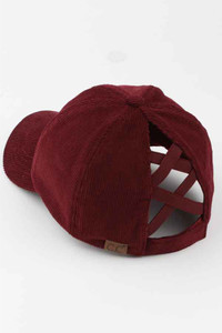 CORDUROY CRISS CROSS PONY CAP-BT-937