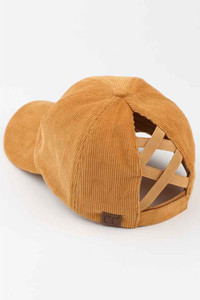 CORDUROY CRISS CROSS PONY CAP-BT-937