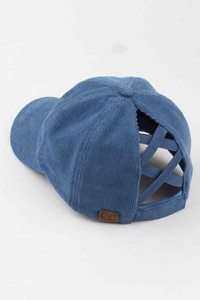 CORDUROY CRISS CROSS PONY CAP-BT-937