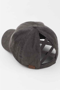 CORDUROY CRISS CROSS PONY CAP-BT-937