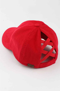 CORDUROY CRISS CROSS PONY CAP-BT-937