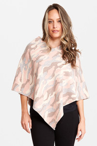 CAMOUFLAGE KNIT PULLOVER PONCHO-JP1699-PINK