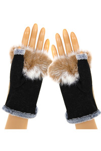 PLAID AND CHECK FINGERLESS GLOVES-LOG145