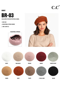 C.C SCALLOPED WAVE PATTERN BERET-BR-03