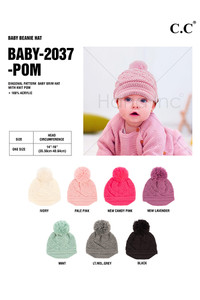 DIAGONAL KNIT BRIM POM HAT-BABY-2037-POM
