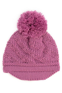 DIAGONAL KNIT BRIM POM HAT-BABY-2037-POM