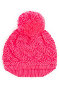 DIAGONAL KNIT BRIM POM HAT-BABY-2037-POM