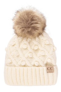 C.C BOBBLE BEANIE KIDS HAT-KIDS-3836