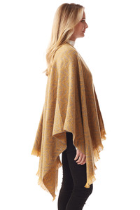 LEAF PATTERN SOFT RUANA-LOF1233-MUSTARD