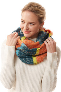 COLORFUL PLAID INFINITY SCARF-LOF1240-ORANGE