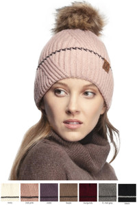 C.C SOLID CUFFED BEANIE WITH POM-YJ-920