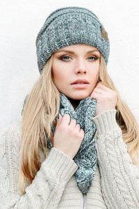 C.C TRICOLOR SLOUCHY KNIT BEANIE-HAT-6242