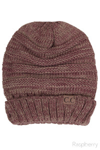 C.C TRICOLOR SLOUCHY KNIT BEANIE-HAT-6242