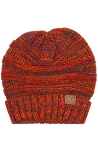 C.C TRICOLOR SLOUCHY KNIT BEANIE-HAT-6242