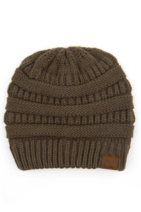 C.C RIBBED KNIT BEANIE WITH MASK BUTTON-BHT-1