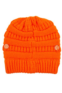 C.C RIBBED KNIT BEANIE WITH MASK BUTTON-BHT-1