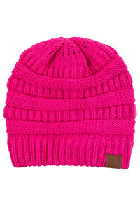 C.C RIBBED KNIT BEANIE WITH MASK BUTTON-BHT-1