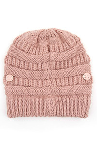 C.C RIBBED KNIT BEANIE WITH MASK BUTTON-BHT-1