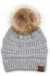 C.C MIXED SOFT YARN WITH NATURAL POM-HAT-890-POM