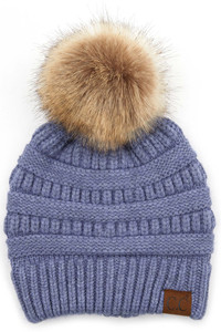 C.C MIXED SOFT YARN WITH NATURAL POM-HAT-890-POM