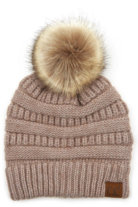C.C MIXED SOFT YARN WITH NATURAL POM-HAT-890-POM
