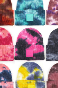 C.C Rubber Patch Tie Dye Knit Warm Beanie-HAT-7380