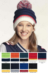C.C TEAL COLOR RIBBED BEANIE WITH POM-HAT-1429