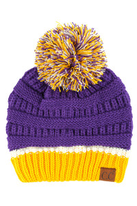 C.C TEAL COLOR RIBBED BEANIE WITH POM-HAT-1429