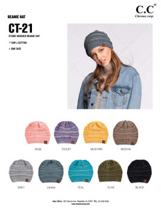 C.C COTTON WASHED RIBBED BEANIE-CT-21