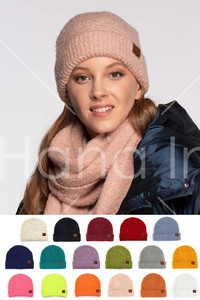 C.C SOLID BOUCLE YARN BEANIE WITH CUFF-HAT-7006