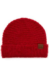 C.C SOLID BOUCLE YARN BEANIE WITH CUFF-HAT-7006